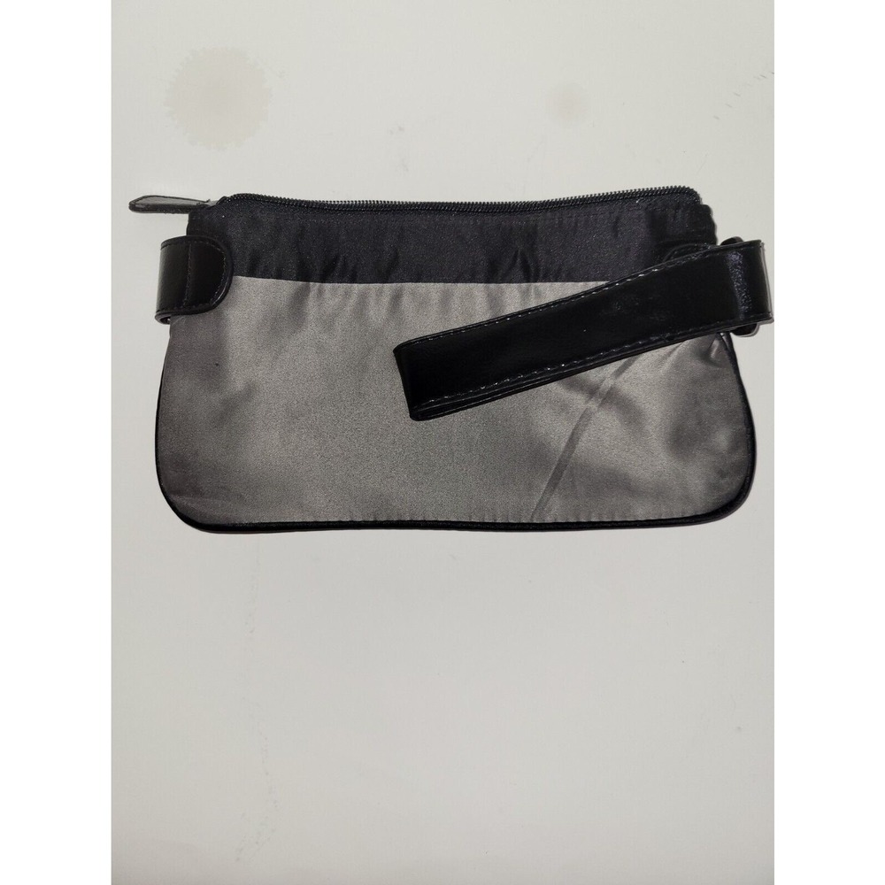 Victoria Secret Gray With Black Accent Satin Make-up Bag New Without Tags